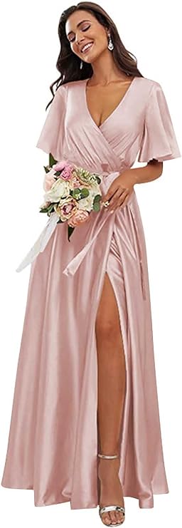 satin champagne bridesmaid dresses