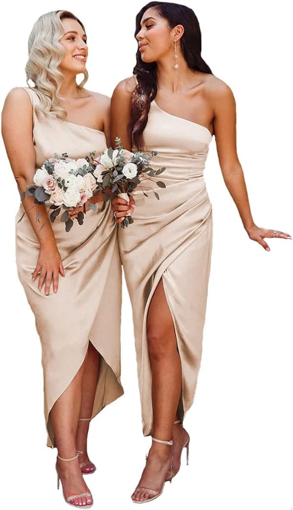 satin champagne bridesmaid dresses