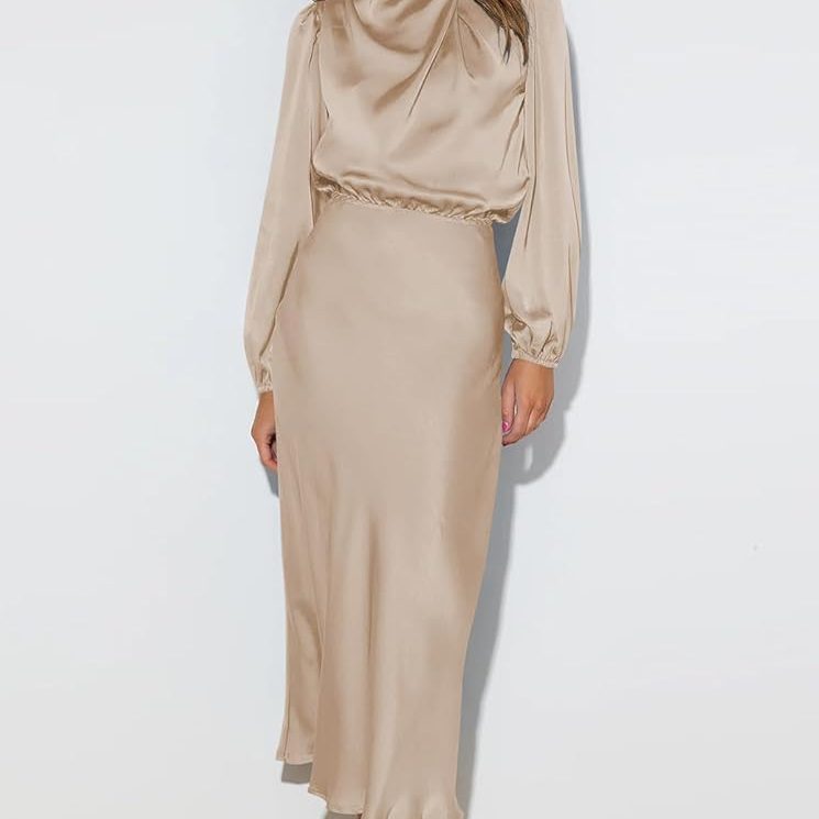 long sleeve satin dress
