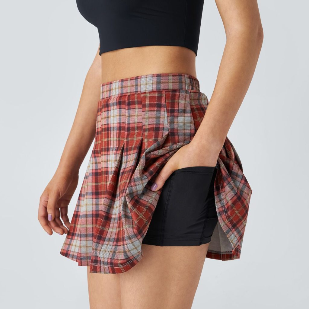 	
red plaid skirt women