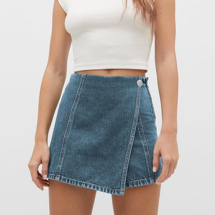 criss cross denim skirt