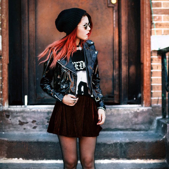 black leather skirt outfit ideas