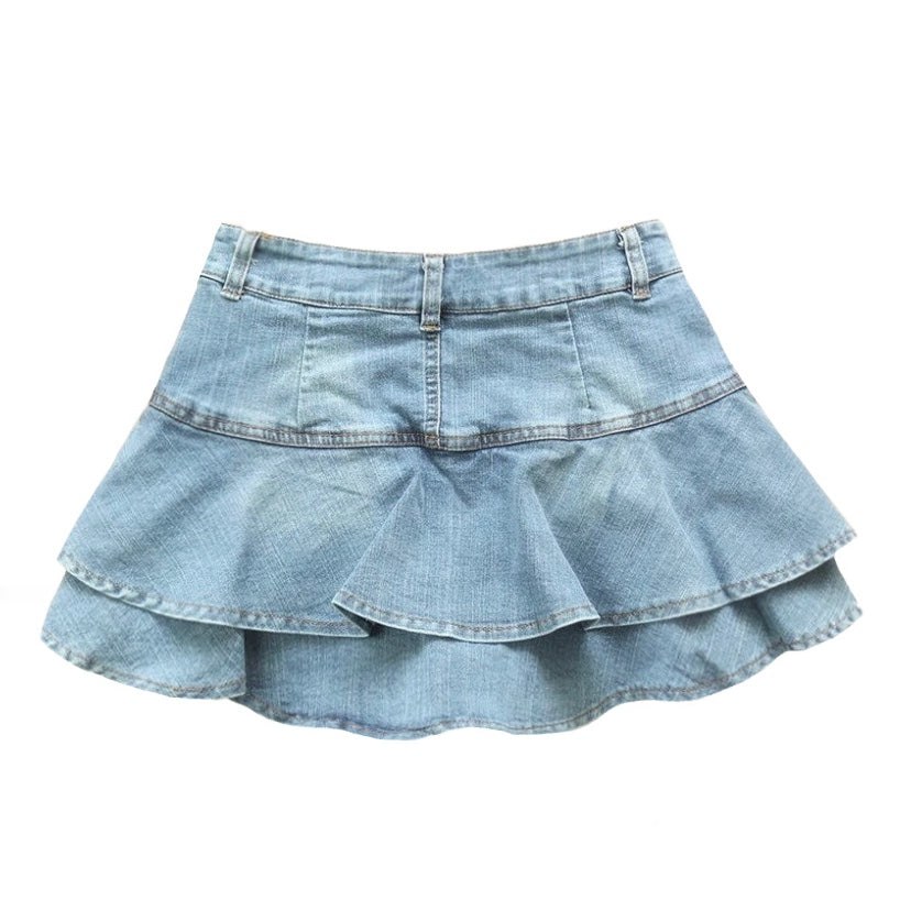 light wash jean skirts