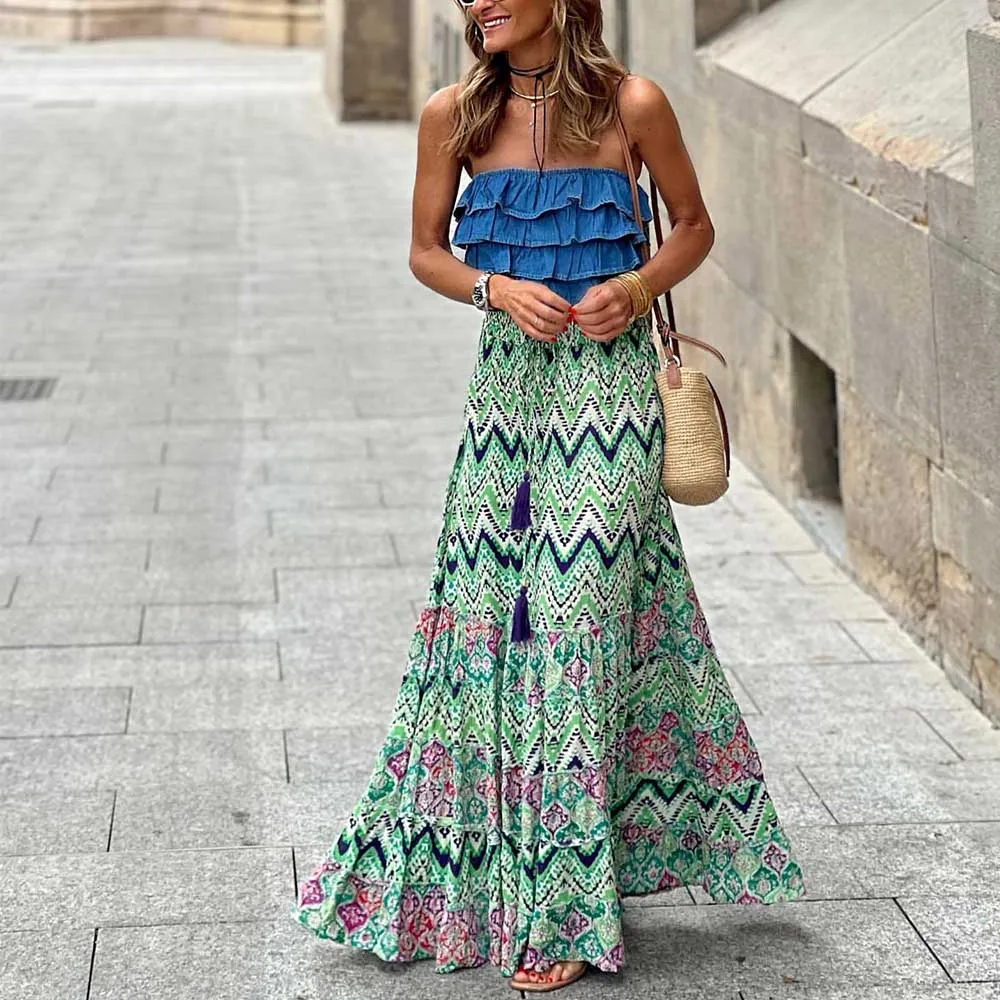 patterned maxi skirt
