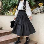 what to wear with a long black skirt