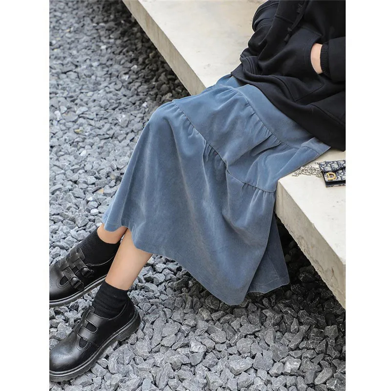 velvet midi skirt