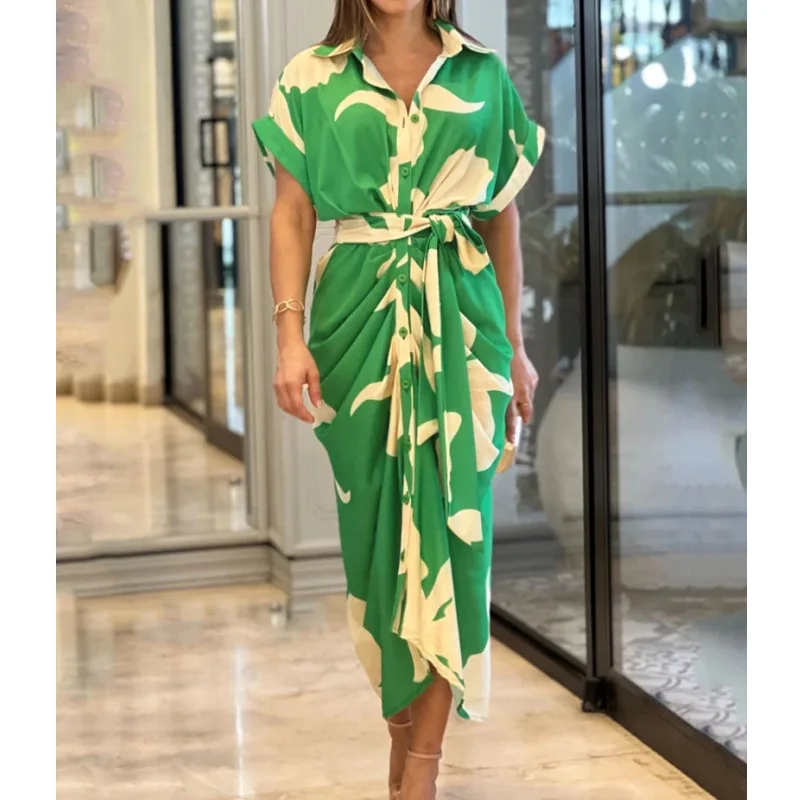 green wrap dress