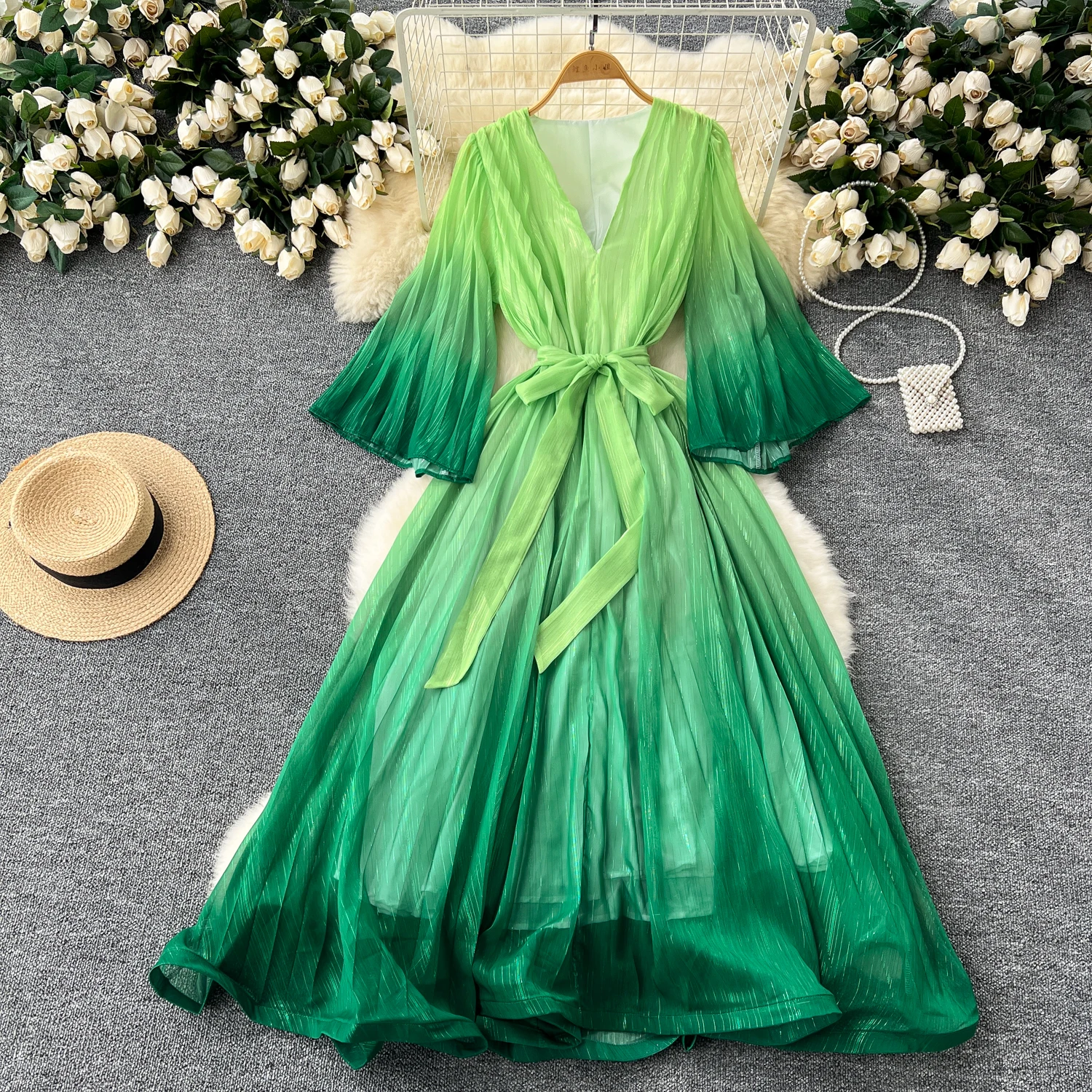 green wrap dress