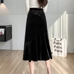 velvet midi skirt