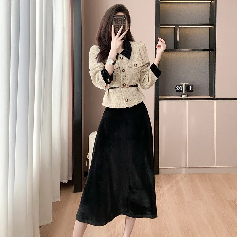 velvet midi skirt