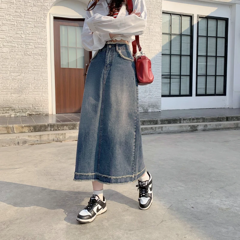 knee length jean skirt