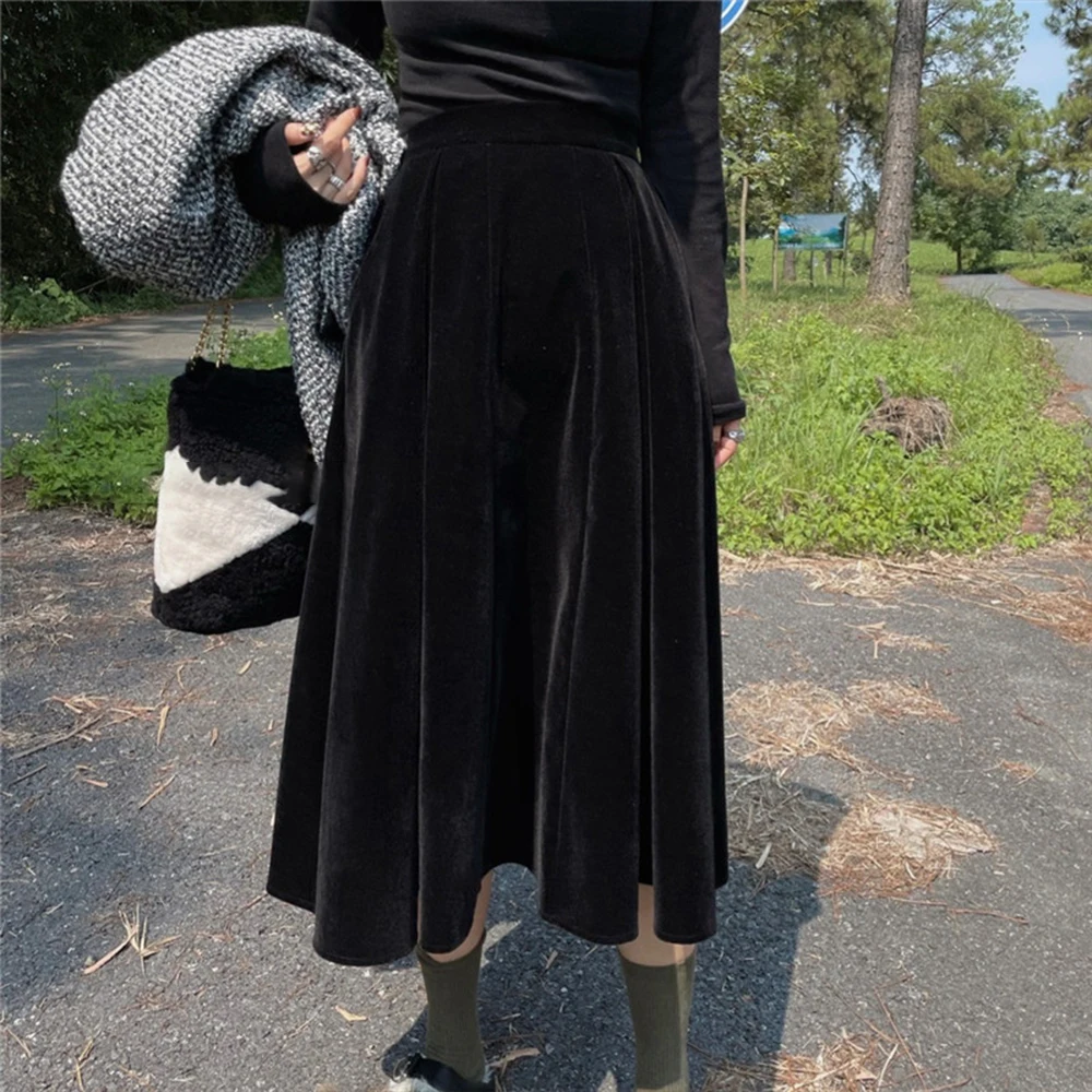 velvet midi skirt