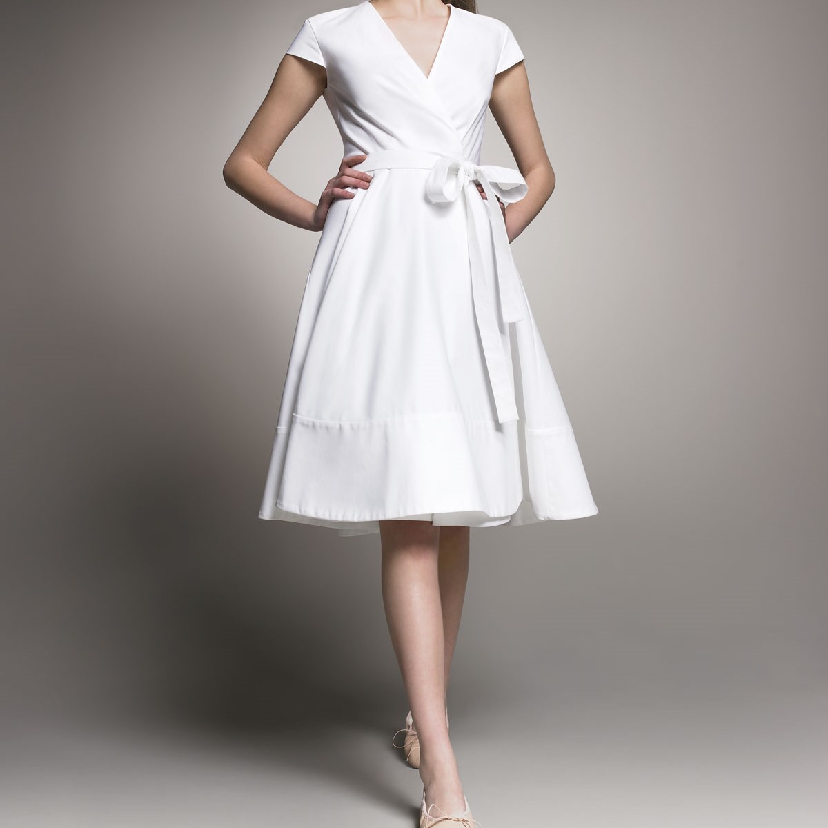 white wrap dress