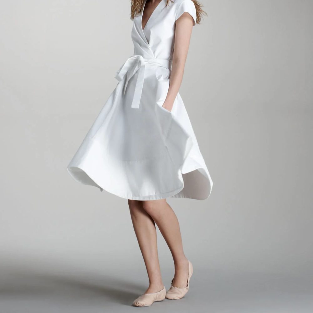 white wrap dress