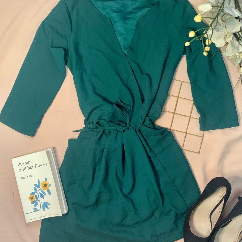 green wrap dress