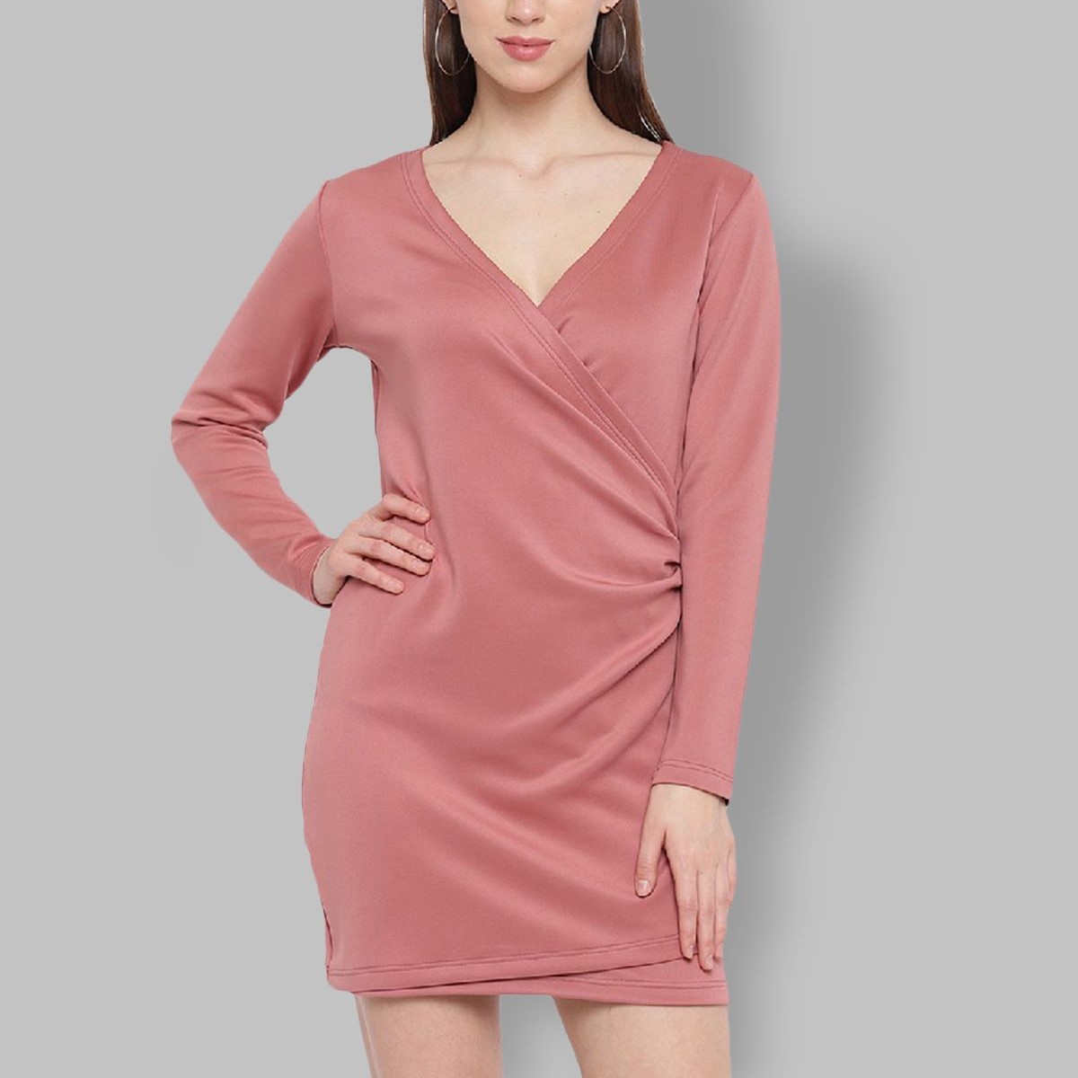 pink wrap dress