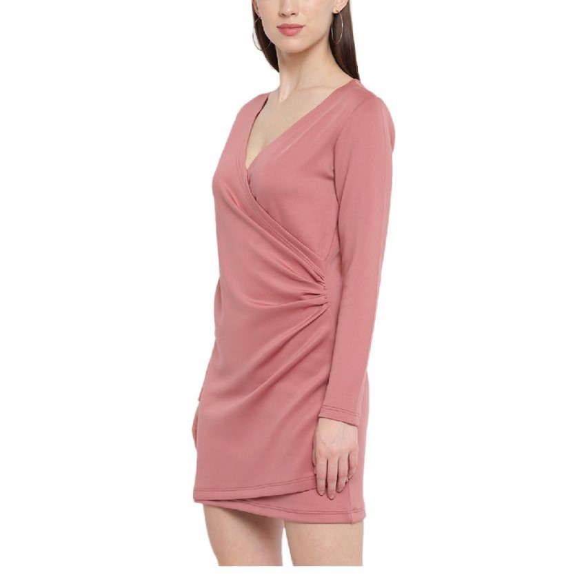 pink wrap dress