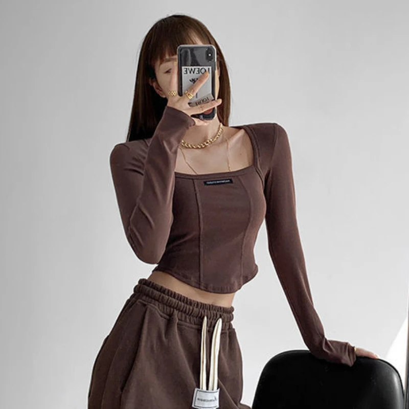 brown crop top