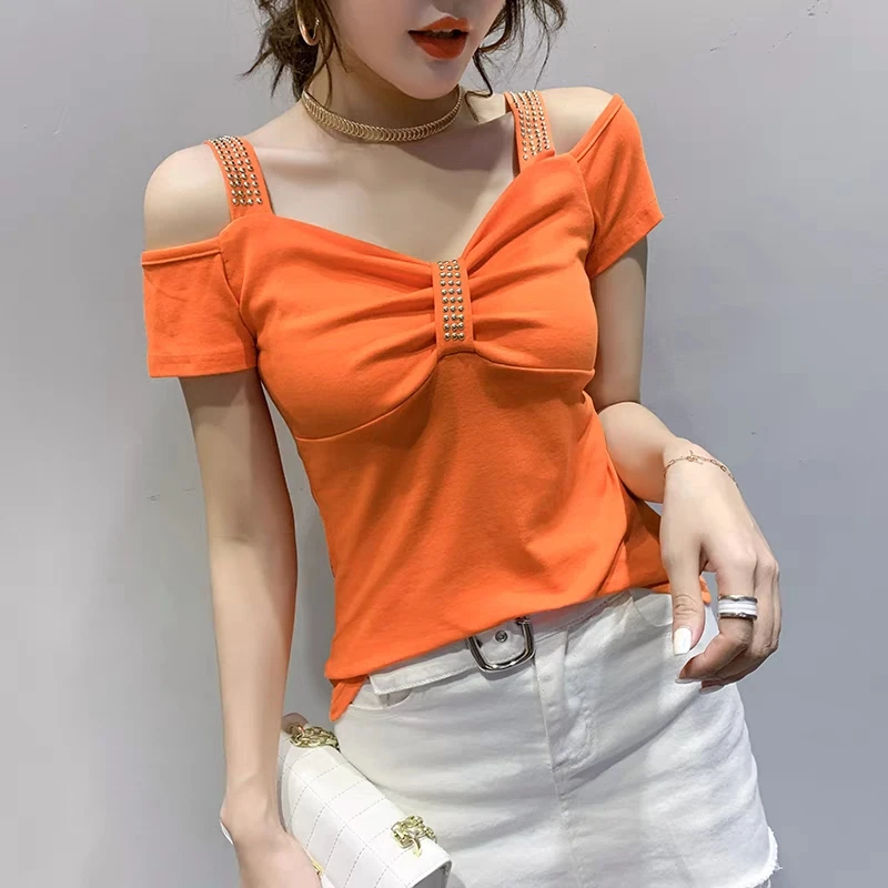 orange crop top
