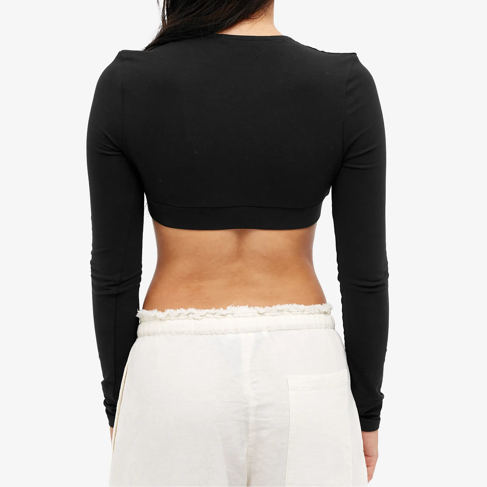 black long sleeve crop top
