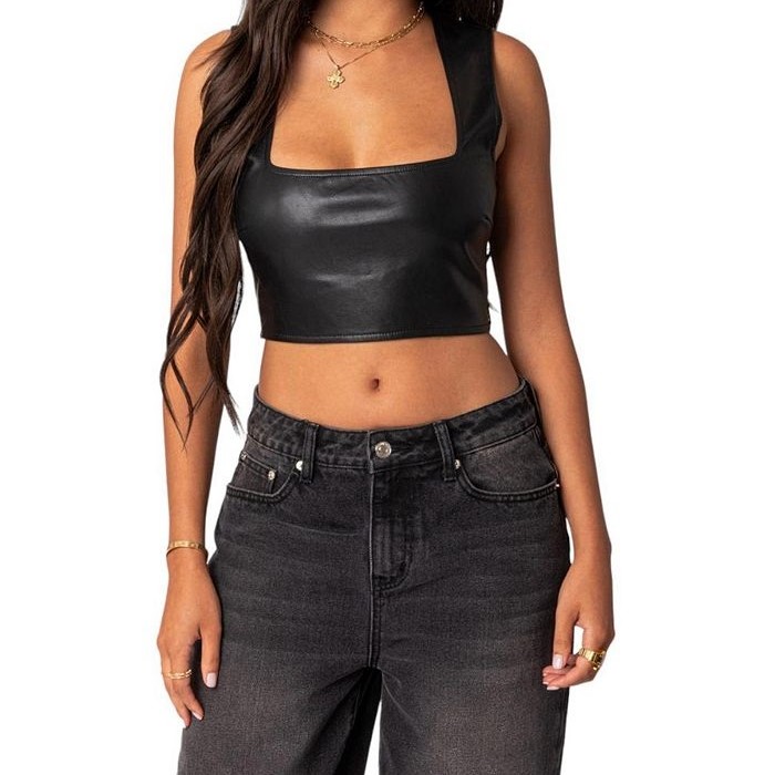 leather crop top