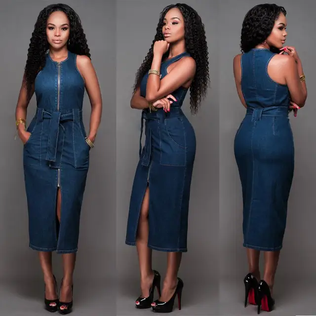 denim wrap dress