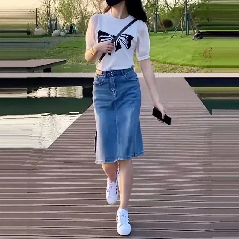 knee length jean skirt