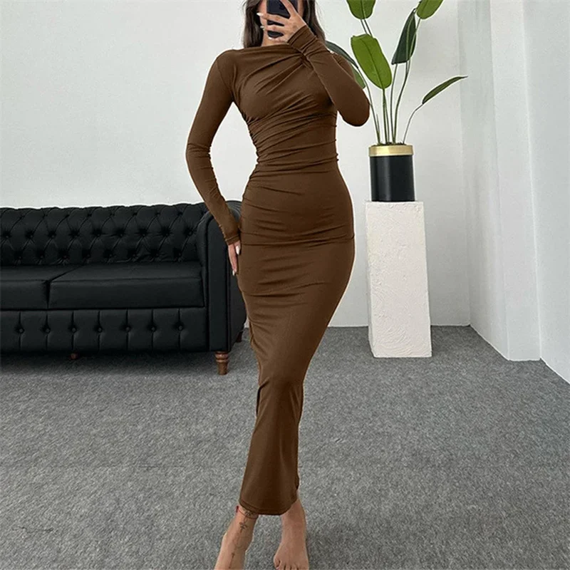 brown wrap dress