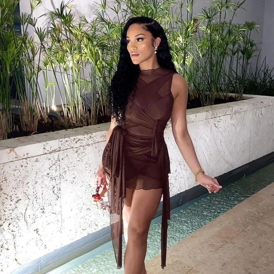 brown wrap dress