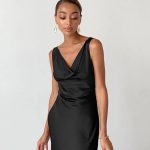 black satin wrap dress