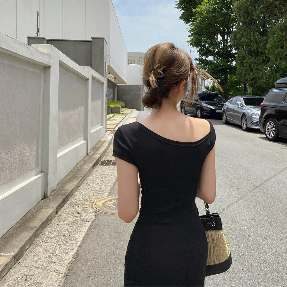 black satin wrap dress