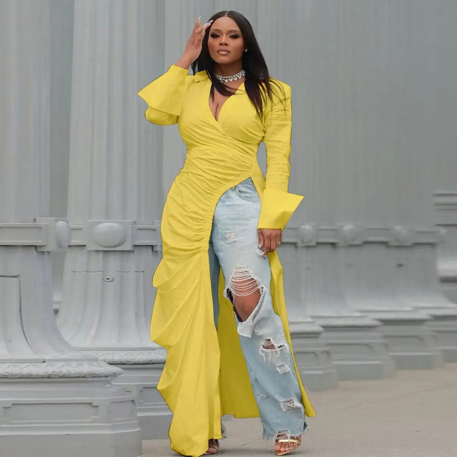 wrap long dress