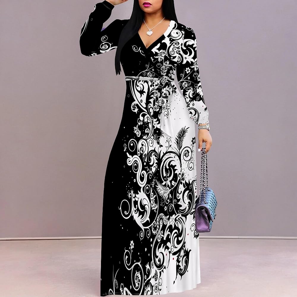 wrap maxi dress with sleeves