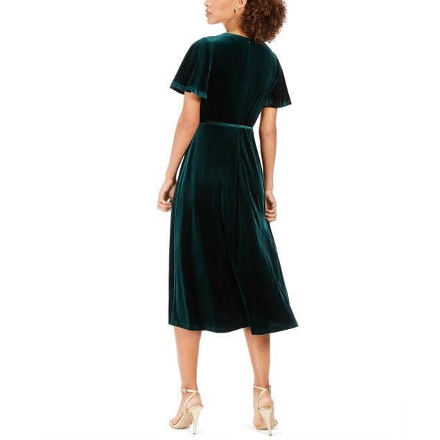 green velvet wrap dress