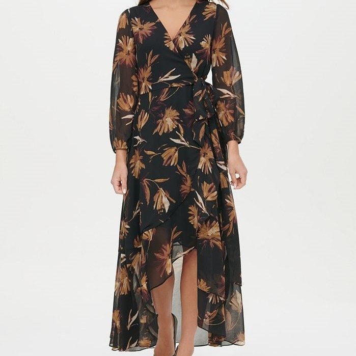 chiffon wrap dress