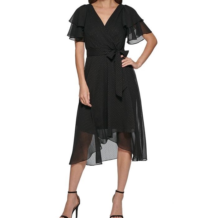 chiffon wrap dress
