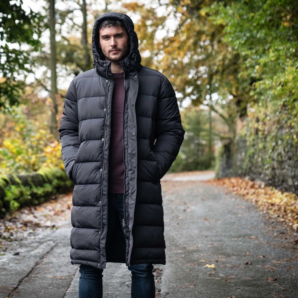 mens long quilted coat