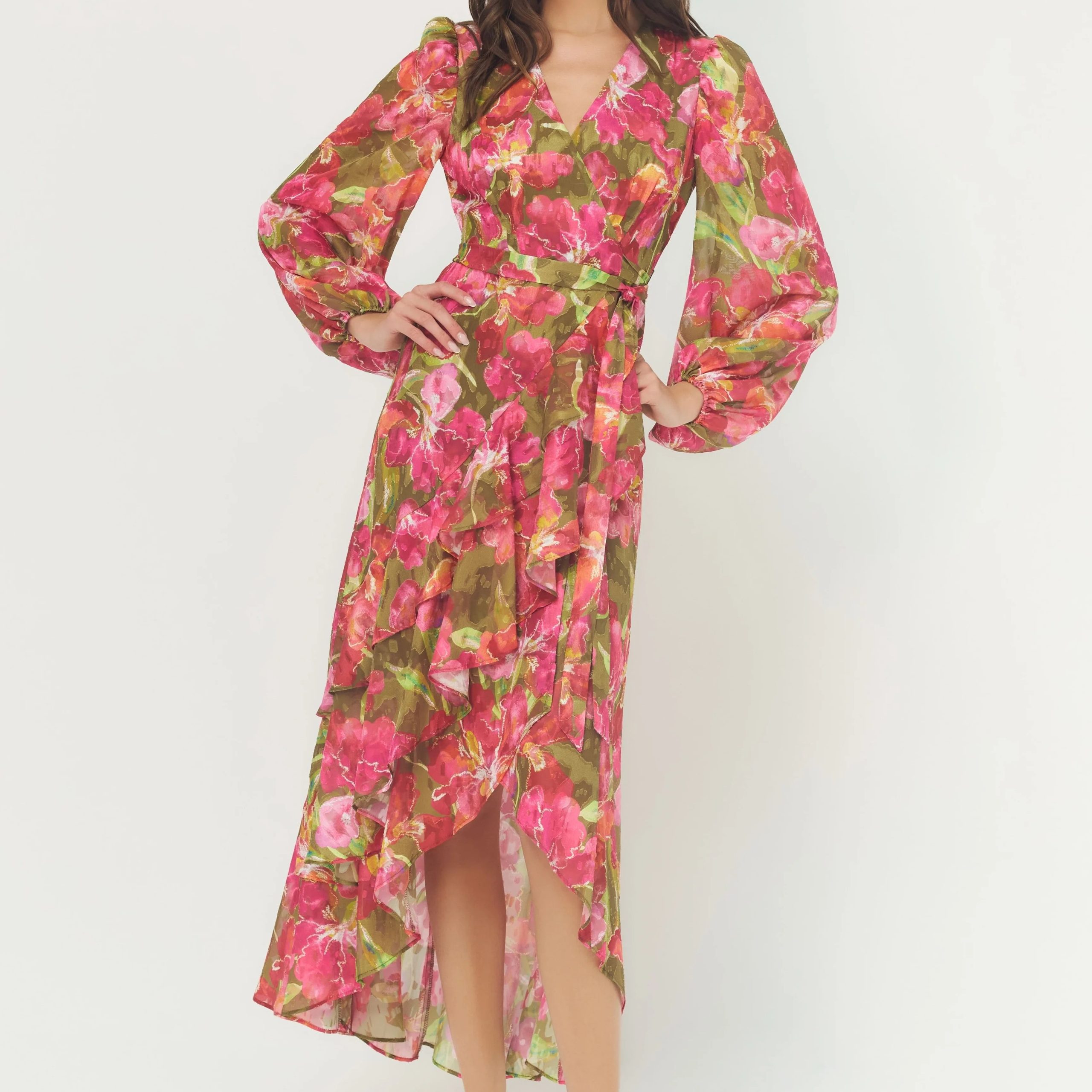 wrap dress with sleeves