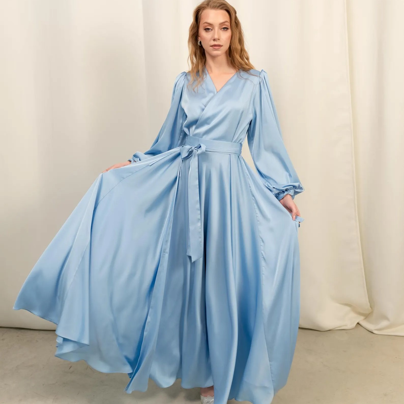 long sleeve maxi wrap dress